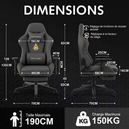 Chaise gaming Vittanly Grise