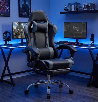 Chaise gaming ergonomique réglable en cuir