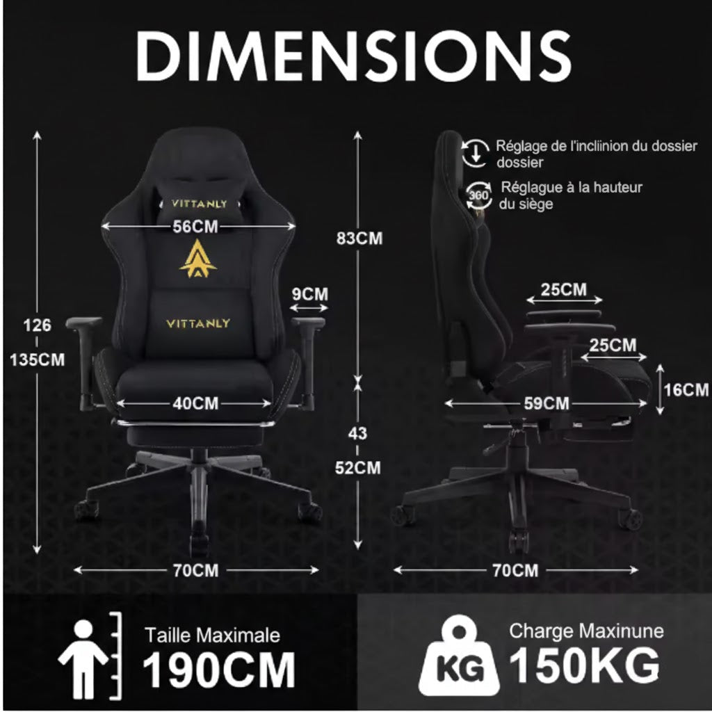 Chaise gaming Vittanly Noir