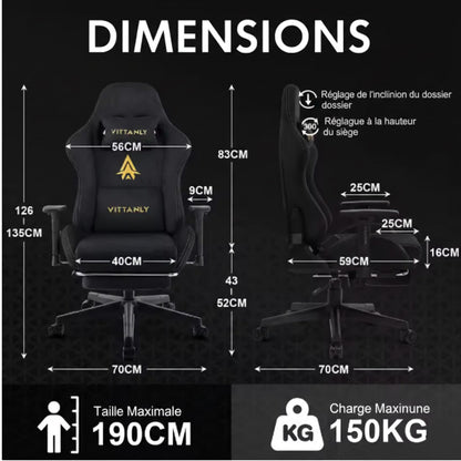 Chaise gaming Vittanly Noir